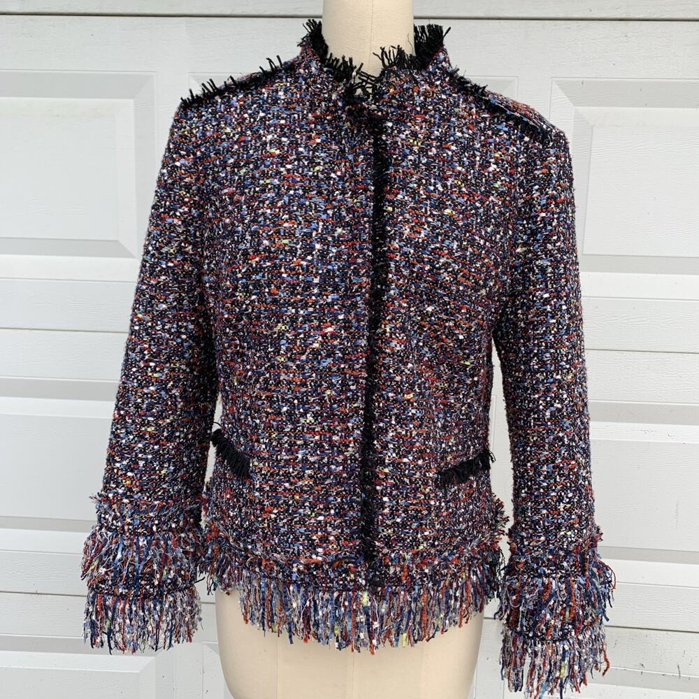 Ann Taylor Tweed Jacket Blazer Sz L Large